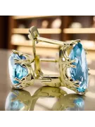خاتم Aquamarine 8 كارت من الذهب الأصفر حرف يدوية فينتاج vec021y-aq Art Deco مجوهرات فينتاج آرت ديكو روسية، أسلوب اتحاد الجمهوريا